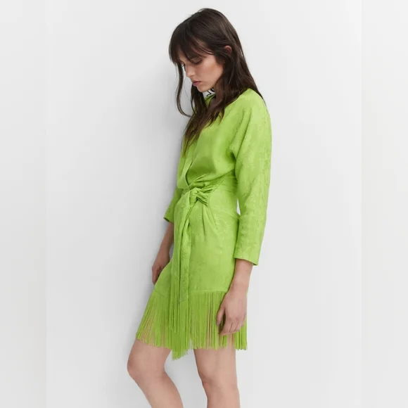 MANGO Jacquard Fringed dress - Picture 3 of 5